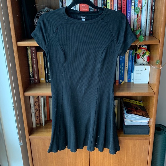 Urban Outfitters BDG Ribbed Black Skater Mini Dress - Picture 1 of 4
